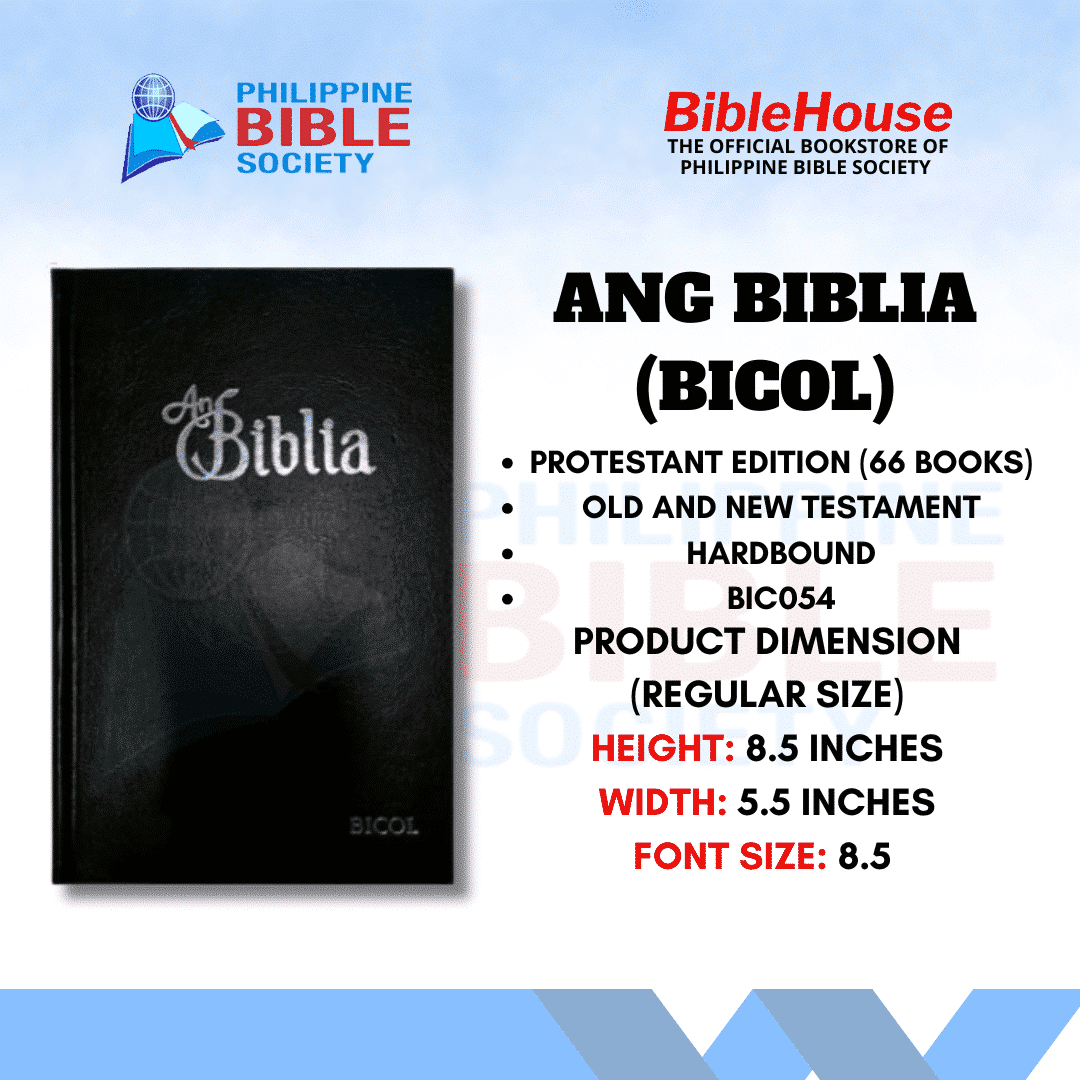 Ang Biblia: Bicol |  Hardbound Cover | Old and New Testament | Regular Size | Philippine Bible Society |  KJV | Bicolano Bible | Biblia | King James Version | Protestant Edition